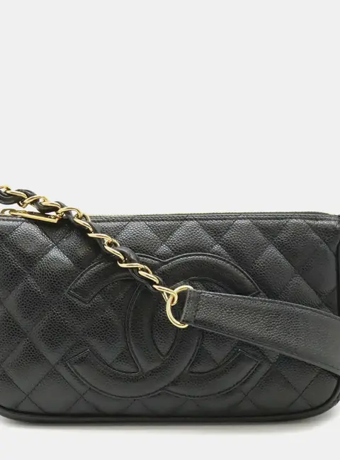 Chanel Timeless Black Caviar Leather Chain Shoulder Bag