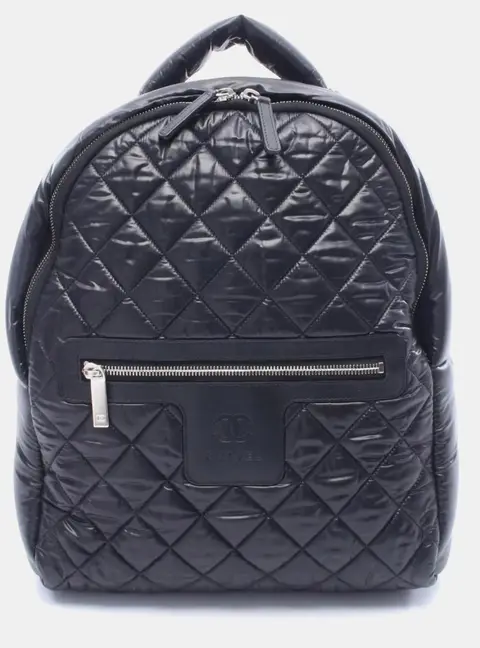Chanel Coco Cocoon Black Quilted Nylon Leather Backpack Bag