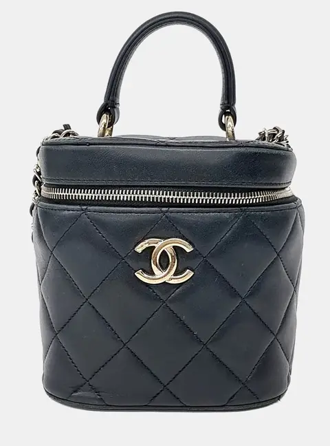 Chanel Trendy CC Black Lambskin Leather Top Handle Bag