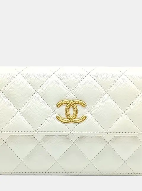 Chanel Wallet on Chain White Caviar Leather Crossbody Bag
