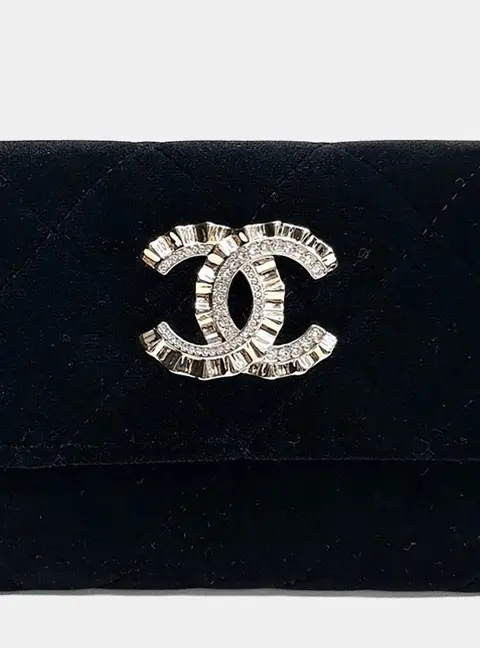 Chanel Wallet Black Velvet Card Holder Bag