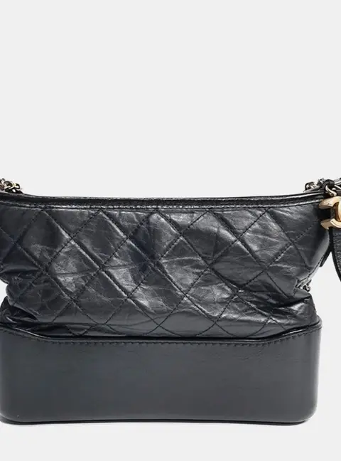 Chanel Gabrielle Hobo New Medium Black Lambskin Leather Calfskin Leather Shoulder Bag