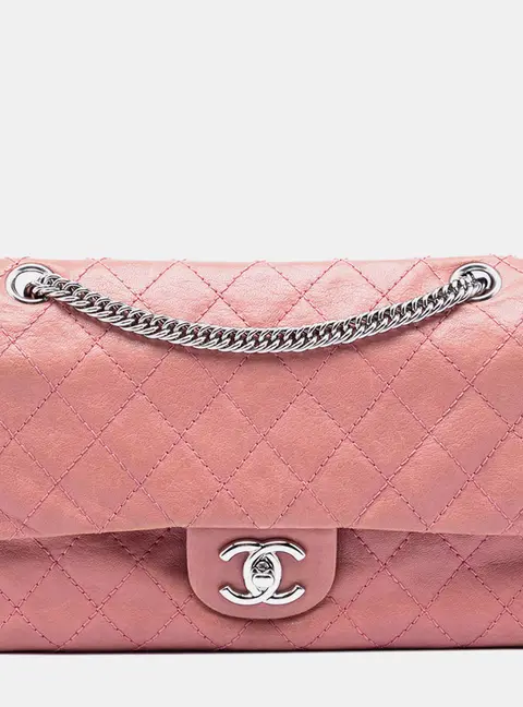Chanel Classic Medium Pink Washed Lambskin Leather Double Flap Bag