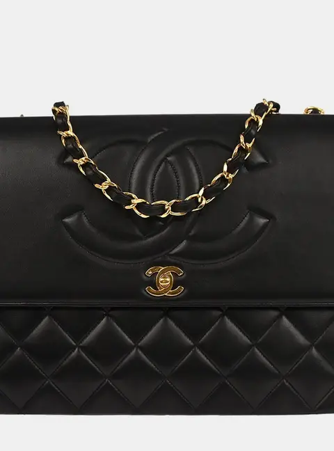 Chanel Black Lambskin Maxi Classic Flap Shoulder Bag