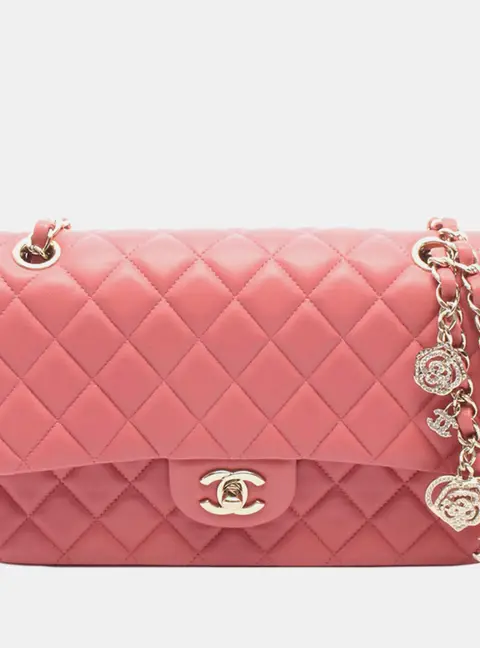 Chanel Classic Medium Pink Lambskin Leather Single Flap Bag