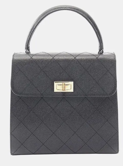 Chanel Reissue 2.55 Black Quilted Caviar Leather Top Handle Bag