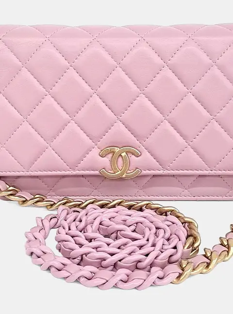 Chanel Wallet on Chain Pink Lambskin Leather Crossbody Bag