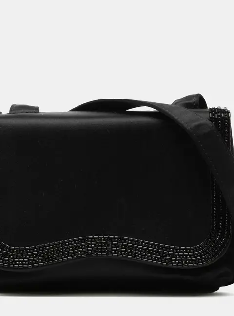 Chanel Mini Black Satin Beaded Flap Bag