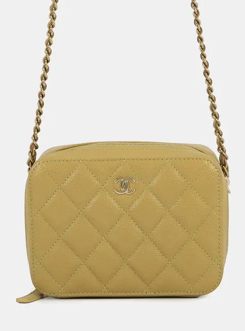 Chanel Mini Camera Bag Olive Green Caviar Leather Crossbody Bag