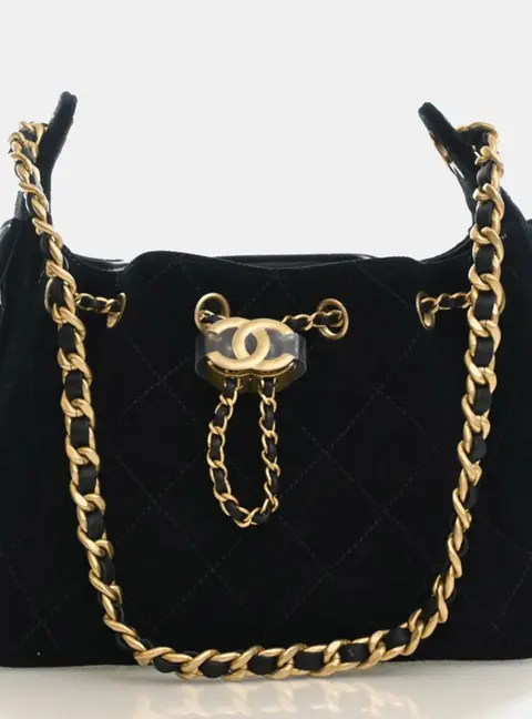 Chanel Mini Hobo Black Suede Leather Shoulder Bag