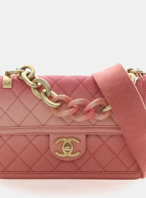 Chanel Small Orange, Pink Caviar Sunset On The Sea Flap Bag