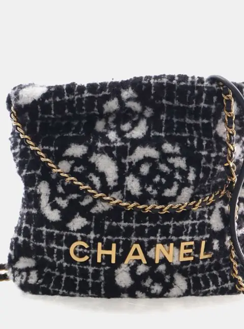 Chanel 22 Mini Hobo Bag Black Tweed Crossbody Bag
