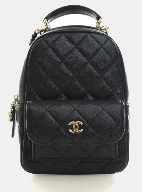 Chanel Classic Mini Black Caviar Leather Backpack Bag