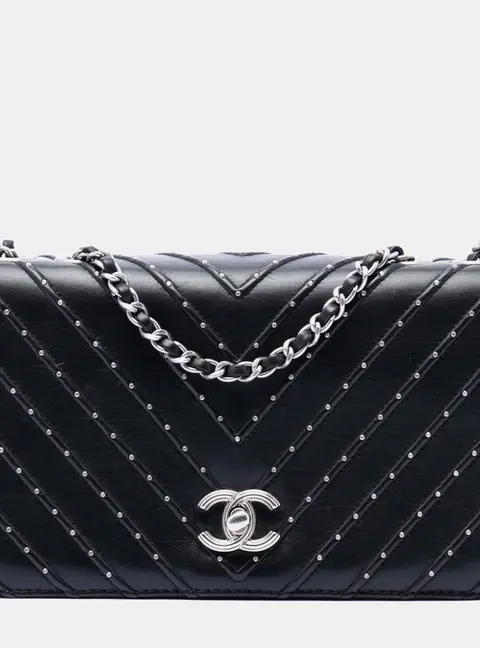 Chanel Flap Bag Black Lambskin Leather Shoulder Bag
