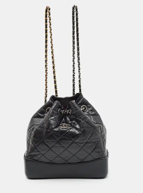 Chanel Gabrielle Small Black Quilted Aged Leather Backpack