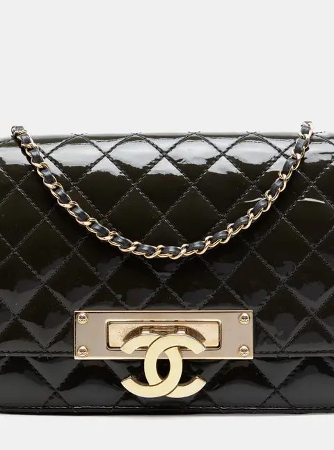 Chanel Golden Class Wallet on Chain Black Patent Leather Shoulder Bag