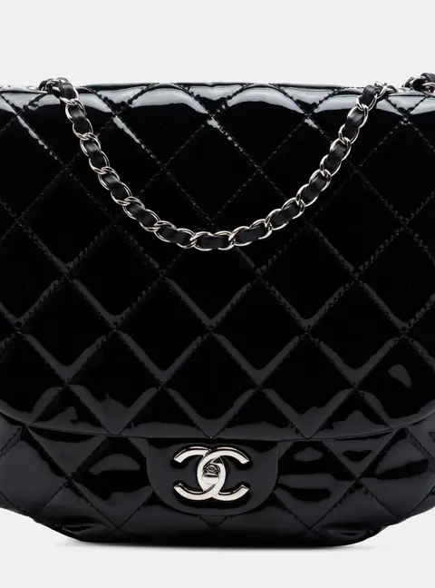 Chanel Bubble CC Flap Medium Black Patent Leather Shoulder Bag