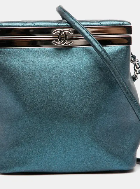 Chanel Blue CC Metallic Calfskin Vanity Bag