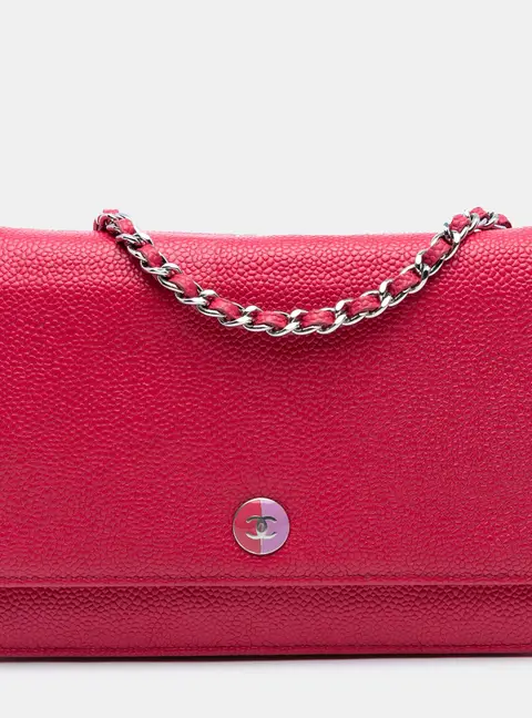 Chanel Bicolor CC Mini Pink Caviar Leather Wallet On Chain Crossbody Bag