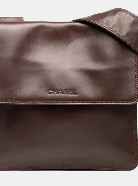Chanel Messenger Bag Brown Lambskin Leather Crossbody Bag