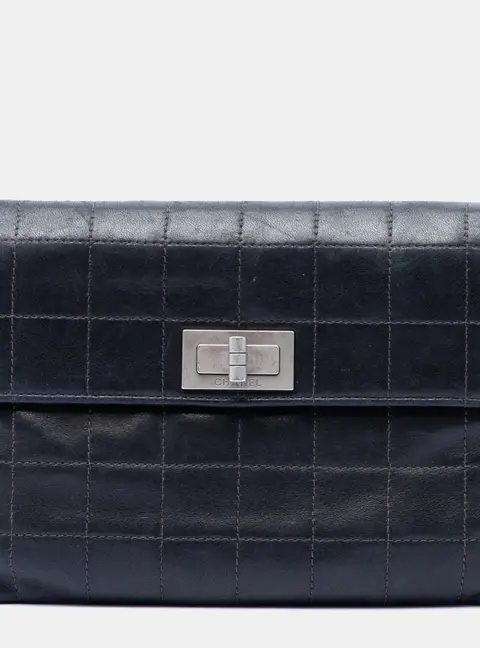 Chanel Choco Bar Reissue Clutch Black Lambskin Leather Clutch Bag