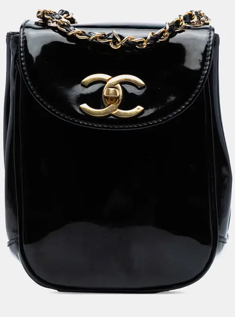 Chanel Flap Black Patent Leather Crossbody Bag