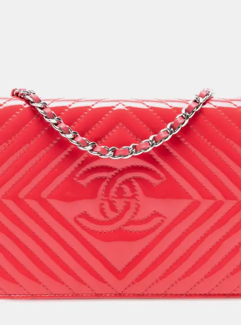 Chanel Wallet On Chain Red Patent Leather Shoulder Bag