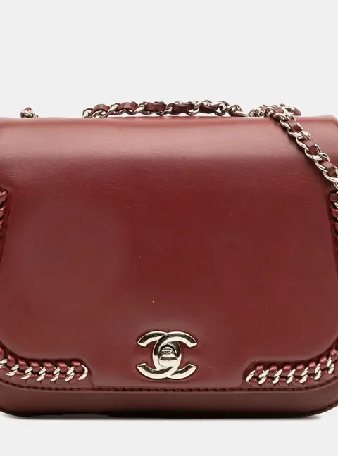 Chanel Braided Chic Flap Small Burgundy Calfskin Leather Shoulder Bag