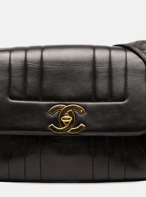 Chanel Vertical Quilt Black Lambskin Leather Flap Bag