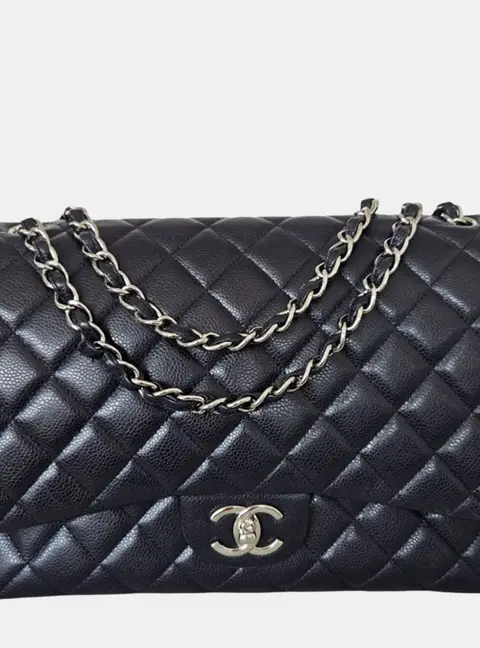 Chanel Navy Blue Caviar Leather Classic Double Flap Bag