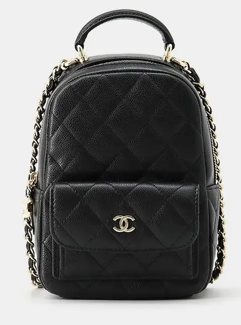 Chanel Matelasse Mini Black Caviar Leather Backpack Bag