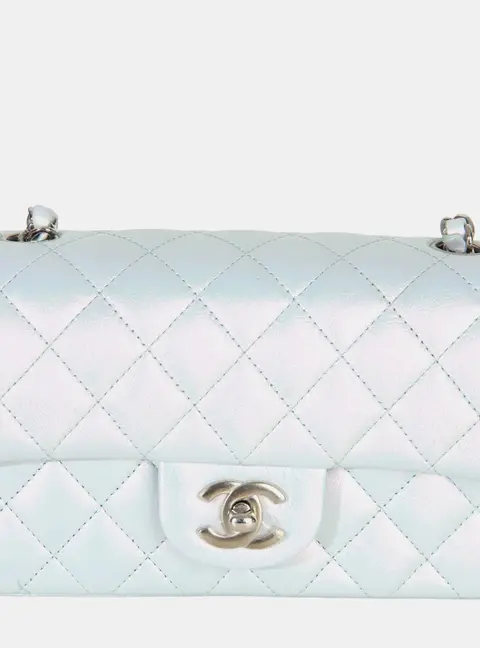 Chanel XS Rectangle Flap Blue Iridescent Goatskin Shoulder Bag