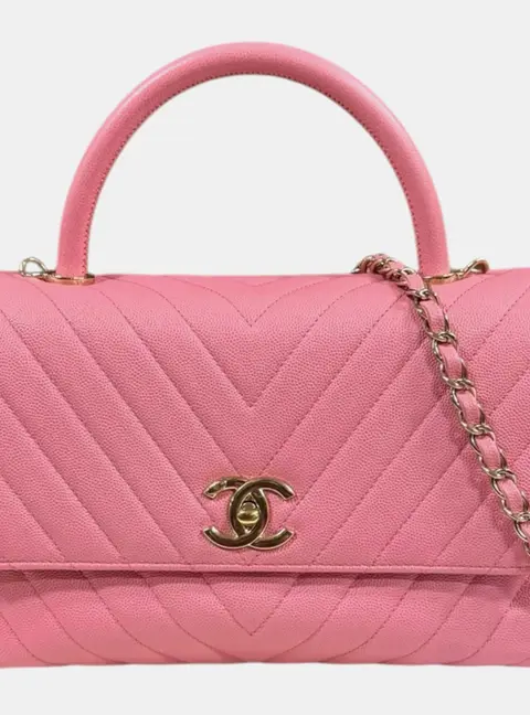 Chanel Coco Handle Pink Caviar Leather Shoulder Bag