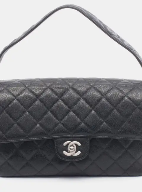 Chanel Black Leather Grained Calf Shoulder Bag