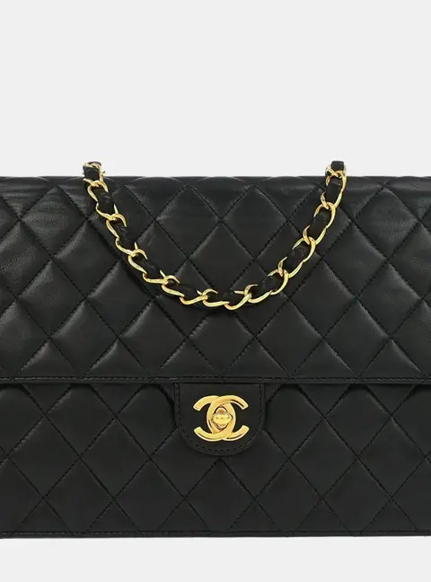 Chanel CC Turnlock Medium Black Lambskin Turnlock Shoulder Bag