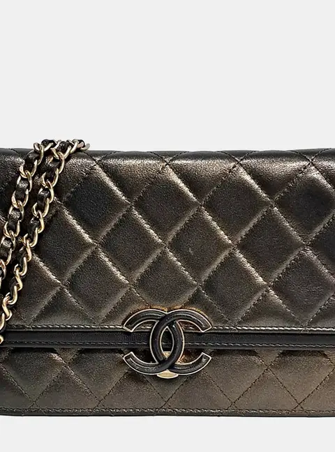 Chanel Wallet on Chain (WOC) Mini Metallic Bronze Quilted Leather Crossbody Bag