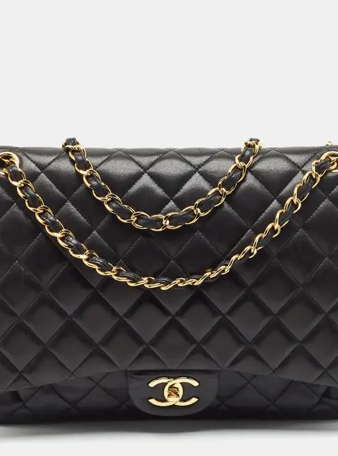 Chanel Classic Double Flap Maxi Black Quilted Leather Bag