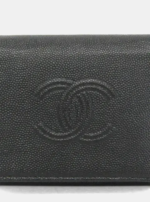 Chanel Coco Mark Wallet Black Grained Calfskin Leather Wallet Bag