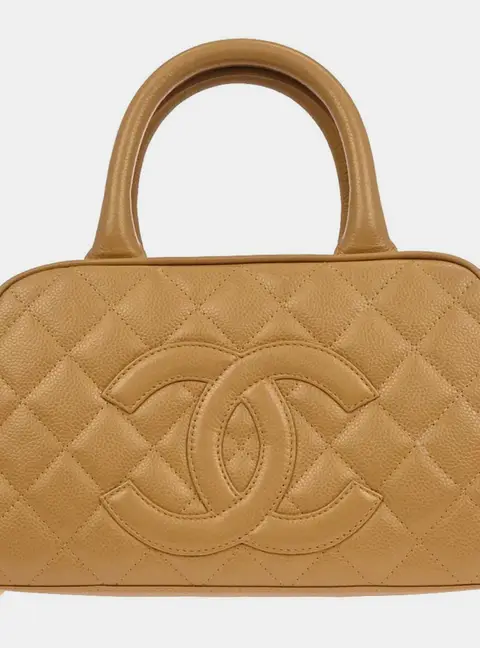 Chanel Beige Calfskin Bowling Bag