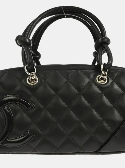 Chanel Cambon Ligne Small Black Quilted Calfskin Leather Tote Bag