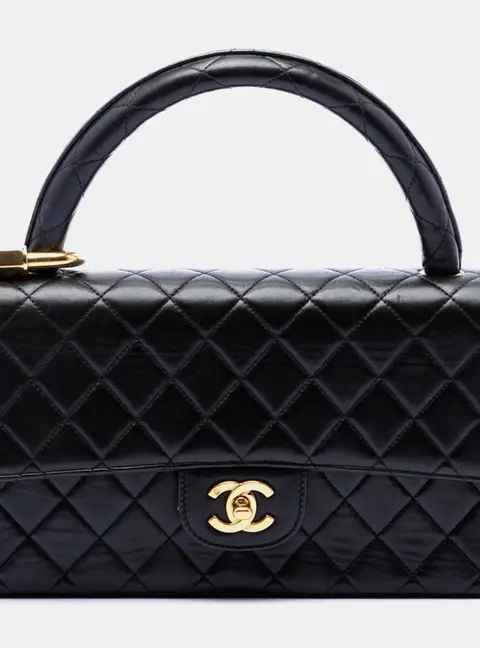 Chanel Black Medium Lambskin Kelly Parent Top Handle Bag