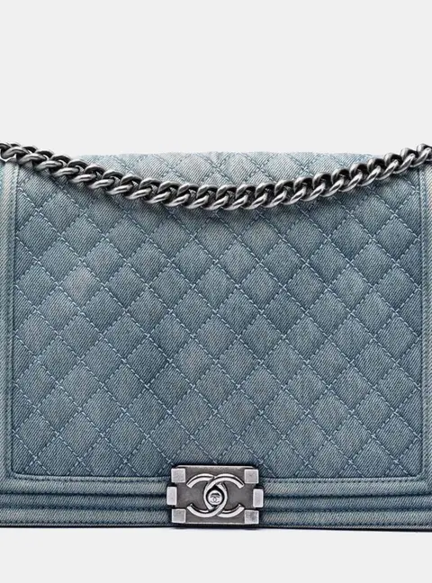 Chanel Boy Large Blue Denim Shoulder Bag