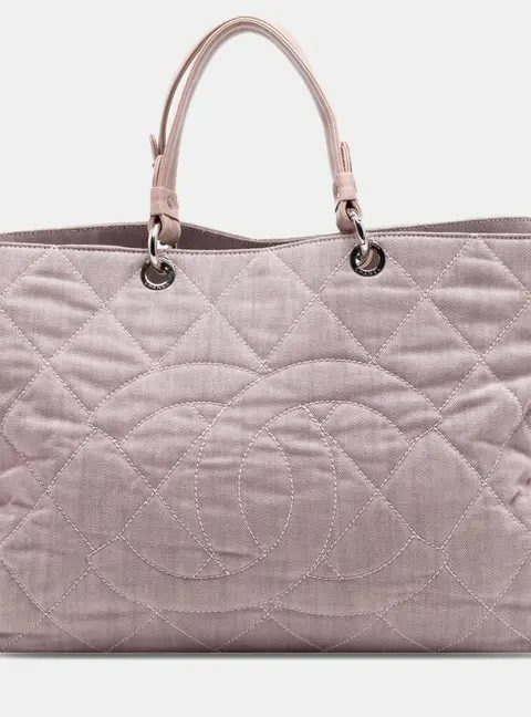 Chanel Large Pink Denim Top Handle Bag