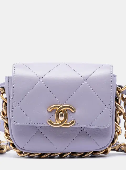 Chanel Flap Mini Purple Calfskin Leather Shoulder Bag