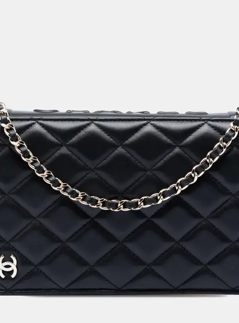 Chanel Wallet on Chain Black Lambskin Leather Crossbody Bag