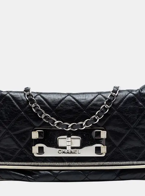 Chanel Reissue East West Flap Black Lambskin Leather Shoulder Bag