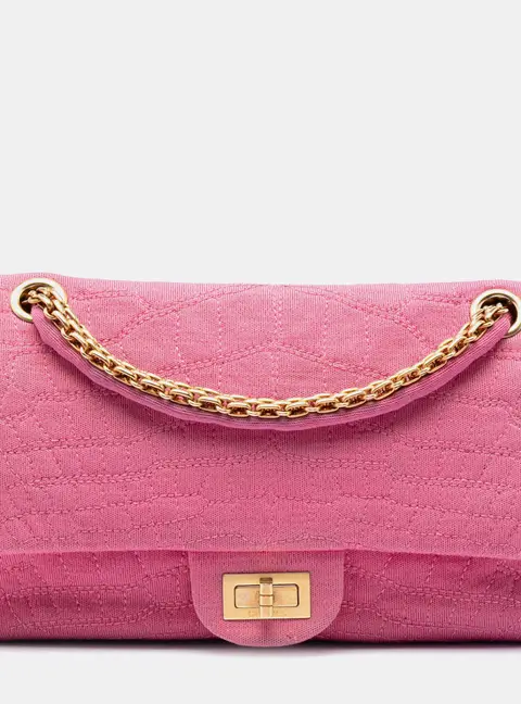Chanel Reissue 2.55 225 Pink Jersey Fabric Double Flap Bag