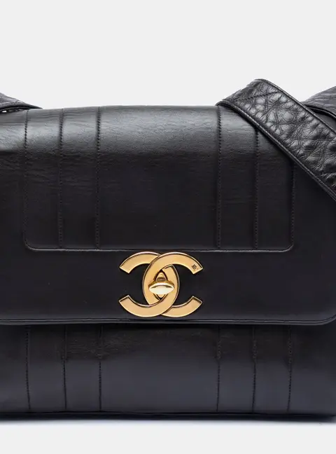 Chanel Vertical Quilt Black Lambskin Leather Flap Bag