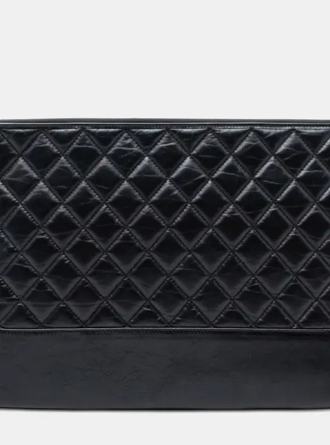 Chanel Gabrielle Large Black Aged Calfskin Leather O Case Bag