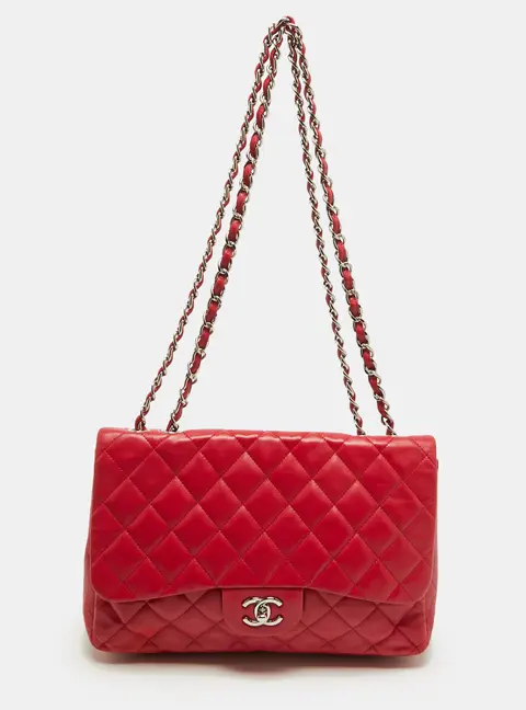 Chanel Classic Single Flap Jumbo Fuchsia Quilted Leather Bag